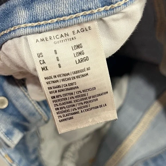 AMERICAN EAGLE DISTRESSED HIGH RISE JEGGIN 8 LONG - Picture 13 of 16